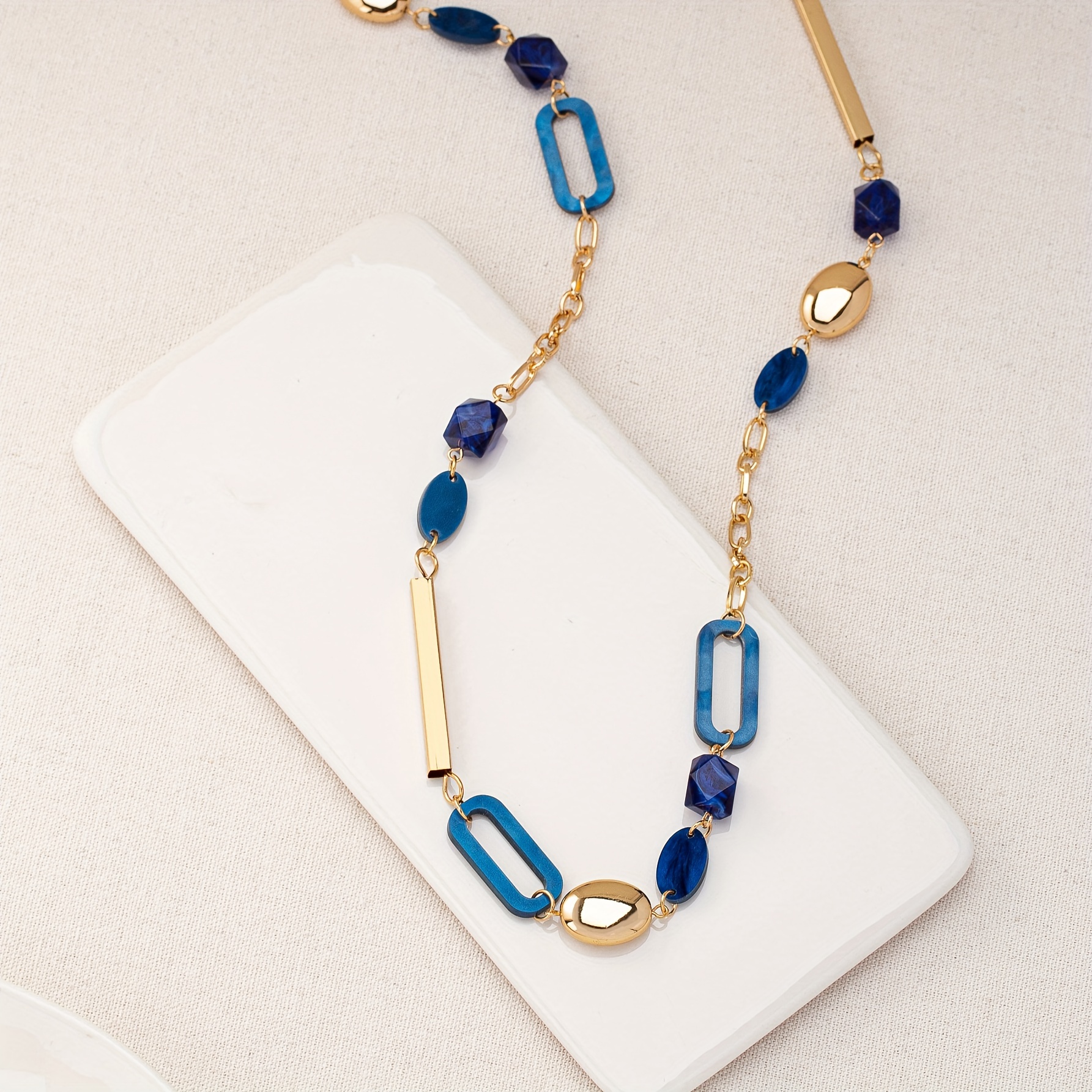 Boho Style Golden Plated Geometric Long Necklace